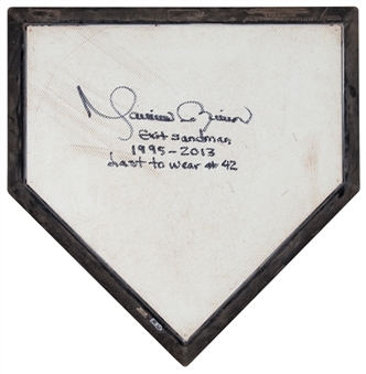 Mariano Rivera Signed & Inscribed Game Used Visitors Bullpen Home Plate From Yankee Stadium (MLB Authenticated & Steiner)